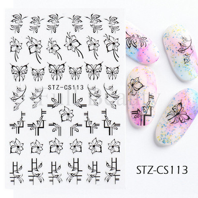 3D Nagu uzlīmes Ziedi Rozā Purpura Ziedi Ziedi Lapas Uzlīmes Nagu mākslas Līmes Slīdnes Piekariņi Manikīra Dekorācijas TRCA769