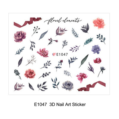 3D Nagu uzlīmes Ziedi Rozā Purpura Ziedi Ziedi Lapas Uzlīmes Nagu mākslas Līmes Slīdnes Piekariņi Manikīra Dekorācijas TRCA769