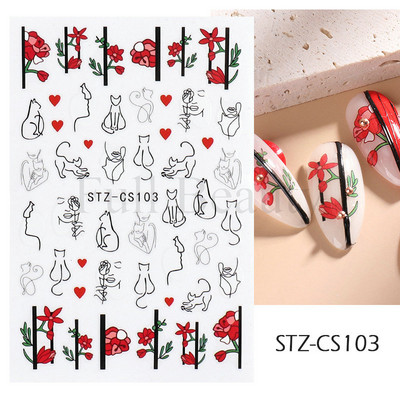 3D Nagu uzlīmes Ziedi Rozā Purpura Ziedi Ziedi Lapas Uzlīmes Nagu mākslas Līmes Slīdnes Piekariņi Manikīra Dekorācijas TRCA769