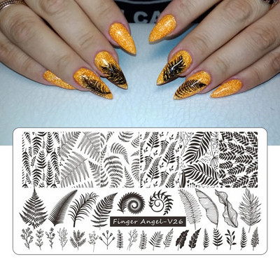 Flames virág levelek körömbélyegző lemez 6x12 mm-es levél virágos vonal betűnyomó stencil körömbélyegző sablonok körömdíszítő eszközök