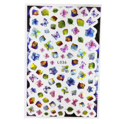 3D Acu sēņu nagu uzlīmes Lāzera spīdošas Līmējošas Uzlīmes nagiem Lūpu ziedi Nagu mākslas rotājumi Aurora Silver Design