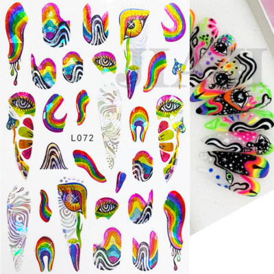 3D Acu sēņu nagu uzlīmes Lāzera spīdošas Līmējošas Uzlīmes nagiem Lūpu ziedi Nagu mākslas rotājumi Aurora Silver Design