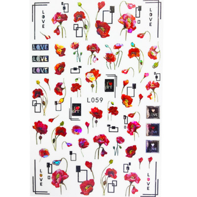 3D Acu sēņu nagu uzlīmes Lāzera spīdošas Līmējošas Uzlīmes nagiem Lūpu ziedi Nagu mākslas rotājumi Aurora Silver Design