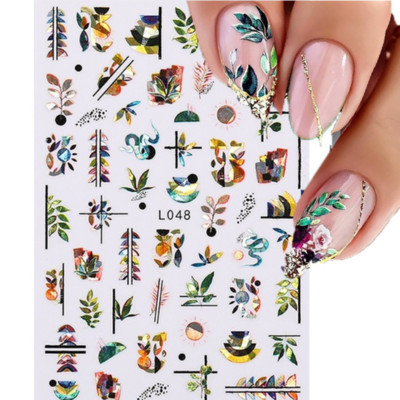 3D Acu sēņu nagu uzlīmes Lāzera spīdošas Līmējošas Uzlīmes nagiem Lūpu ziedi Nagu mākslas rotājumi Aurora Silver Design