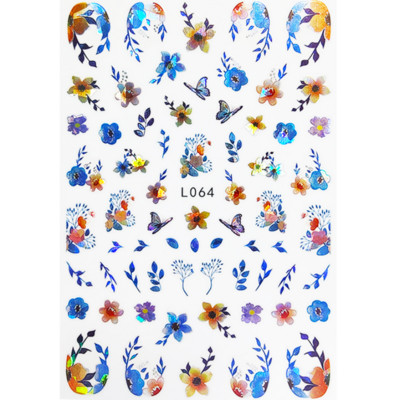 3D Acu sēņu nagu uzlīmes Lāzera spīdošas Līmējošas Uzlīmes nagiem Lūpu ziedi Nagu mākslas rotājumi Aurora Silver Design