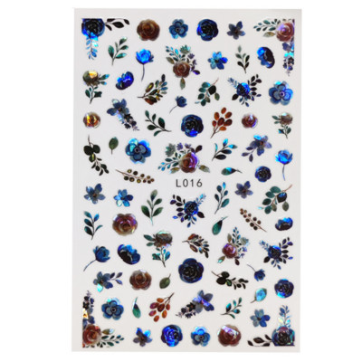 3D Acu sēņu nagu uzlīmes Lāzera spīdošas Līmējošas Uzlīmes nagiem Lūpu ziedi Nagu mākslas rotājumi Aurora Silver Design