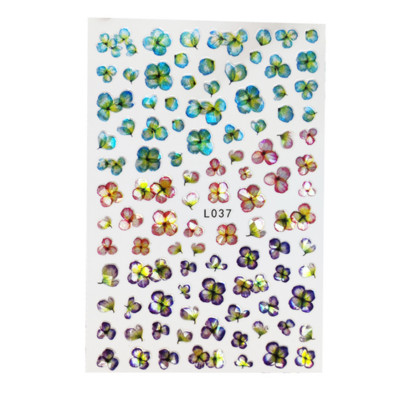 3D Acu sēņu nagu uzlīmes Lāzera spīdošas Līmējošas Uzlīmes nagiem Lūpu ziedi Nagu mākslas rotājumi Aurora Silver Design