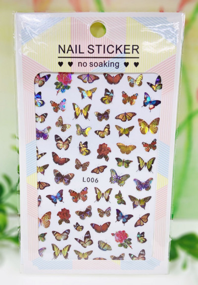 3D Acu sēņu nagu uzlīmes Lāzera spīdošas Līmējošas Uzlīmes nagiem Lūpu ziedi Nagu mākslas rotājumi Aurora Silver Design