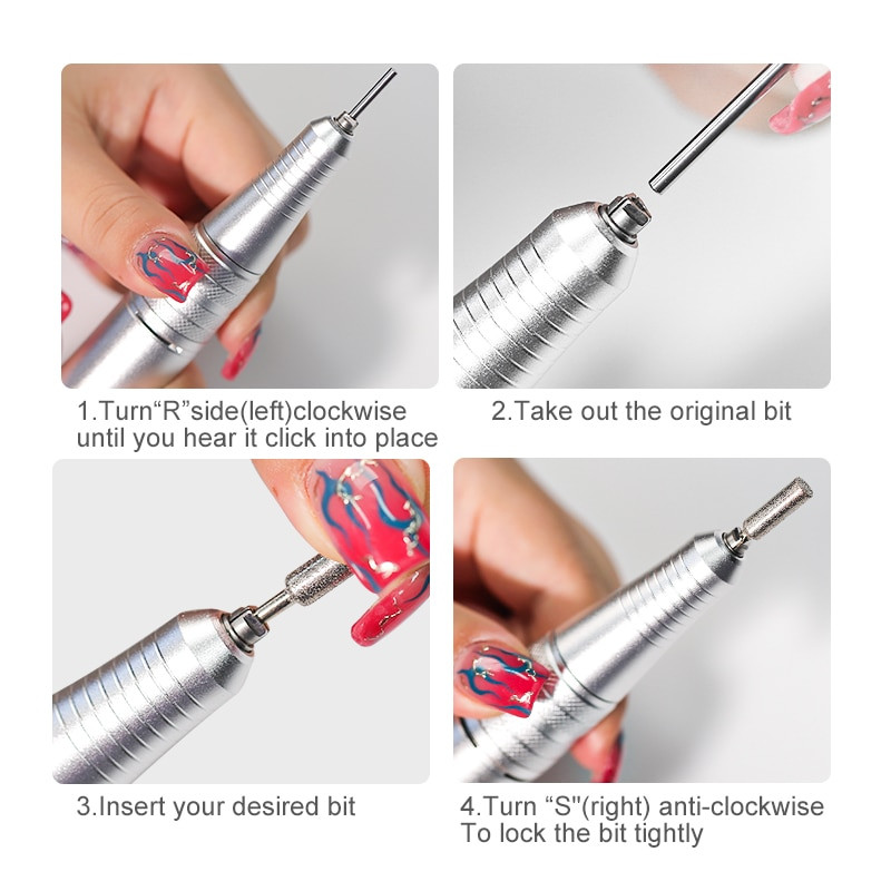 35000 RPM Elektriskā nagu urbjmašīna Manikīrs Pedikīrs Profesionāla nagu virpa Zema trokšņa griezēji Nagu failu komplekts