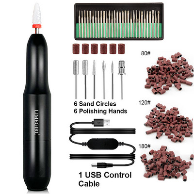 Limegirl 20000 RPM električna bušilica za nokte Prijenosni stroj za manikuru Set glodala za manikuru Vrhovi noktiju Turpija za pedikiranje noktiju