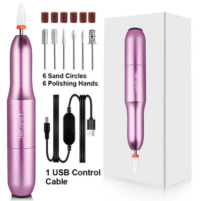 Limegirl 20000 RPM električna bušilica za nokte Prijenosni stroj za manikuru Set glodala za manikuru Vrhovi noktiju Turpija za pedikiranje noktiju