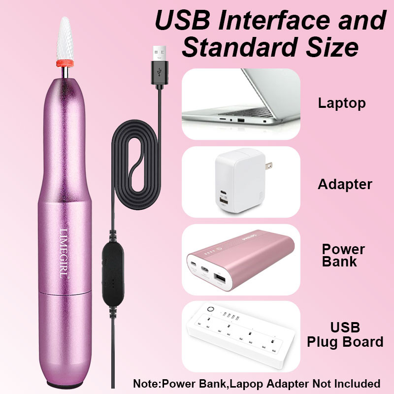 Limegirl 20000 RPM električna bušilica za nokte Prijenosni stroj za manikuru Set glodala za manikuru Vrhovi noktiju Turpija za pedikiranje noktiju