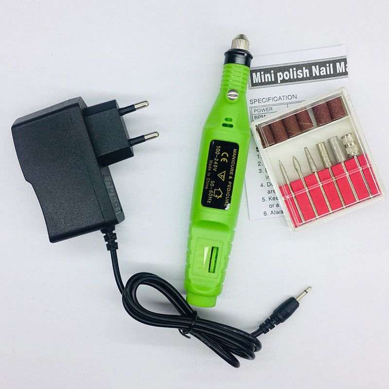 HALAIMAN Prijenosni stroj za poliranje noktiju u 6 boja, električna brusilica za nokte Dodaci za nokte Glodalo za manikuru Pedikura