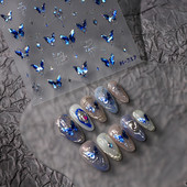 Dream Shiny Blue Butterfly 3D samoljepljive naljepnice za nokte Jelly Theme Naljepnice za manikuru Veleprodaja visoke kvalitete