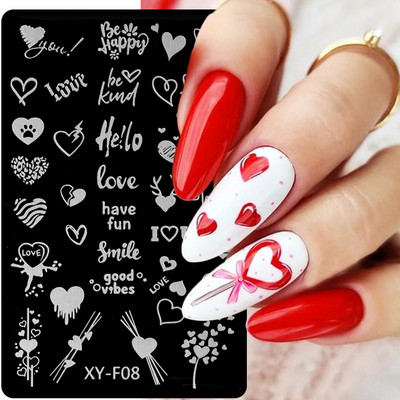 1 ΤΕΜ. Πλάκες σφράγισης νυχιών Love Heart Polish Transfer Stencils Flower Leaves Πρότυπο Γεωμετρίας Πλάκα Καλούπι πεταλούδας Εργαλεία τέχνης νυχιών