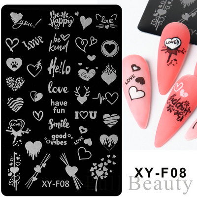 1PC nagu zīmogplāksnes Mīlestības sirds lakas pārvietošanas trafareti Ziedu lapas Ģeometrijas veidnes plāksne Pelējuma tauriņš nagu mākslas rīki