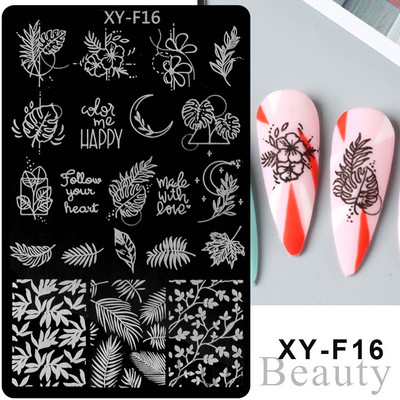 1PC nagu zīmogplāksnes Mīlestības sirds lakas pārvietošanas trafareti Ziedu lapas Ģeometrijas veidnes plāksne Pelējuma tauriņš nagu mākslas rīki
