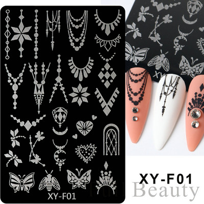 1PC nagu zīmogplāksnes Mīlestības sirds lakas pārvietošanas trafareti Ziedu lapas Ģeometrijas veidnes plāksne Pelējuma tauriņš nagu mākslas rīki