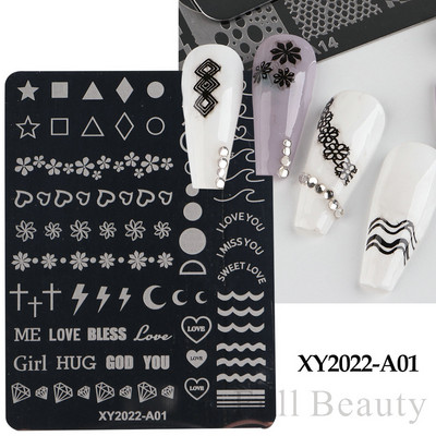 1PC nagu zīmogplāksnes Mīlestības sirds lakas pārvietošanas trafareti Ziedu lapas Ģeometrijas veidnes plāksne Pelējuma tauriņš nagu mākslas rīki