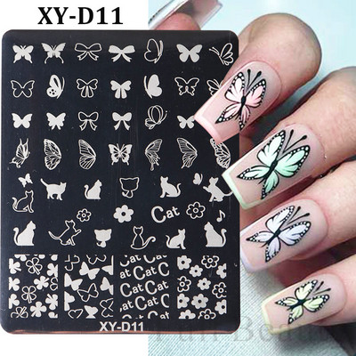 1PC nagu zīmogplāksnes Mīlestības sirds lakas pārvietošanas trafareti Ziedu lapas Ģeometrijas veidnes plāksne Pelējuma tauriņš nagu mākslas rīki