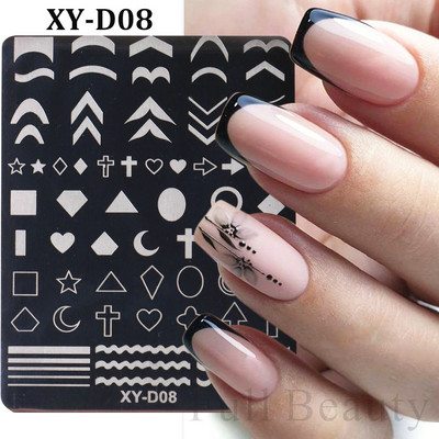 1PC nagu zīmogplāksnes Mīlestības sirds lakas pārvietošanas trafareti Ziedu lapas Ģeometrijas veidnes plāksne Pelējuma tauriņš nagu mākslas rīki