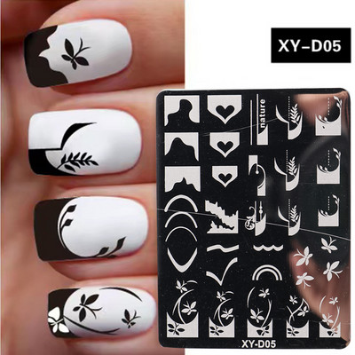 1PC nagu zīmogplāksnes Mīlestības sirds lakas pārvietošanas trafareti Ziedu lapas Ģeometrijas veidnes plāksne Pelējuma tauriņš nagu mākslas rīki