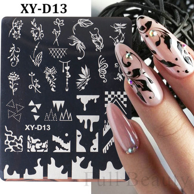 1PC nagu zīmogplāksnes Mīlestības sirds lakas pārvietošanas trafareti Ziedu lapas Ģeometrijas veidnes plāksne Pelējuma tauriņš nagu mākslas rīki