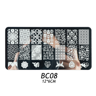 1PC nagu zīmogplāksnes Mīlestības sirds lakas pārvietošanas trafareti Ziedu lapas Ģeometrijas veidnes plāksne Pelējuma tauriņš nagu mākslas rīki