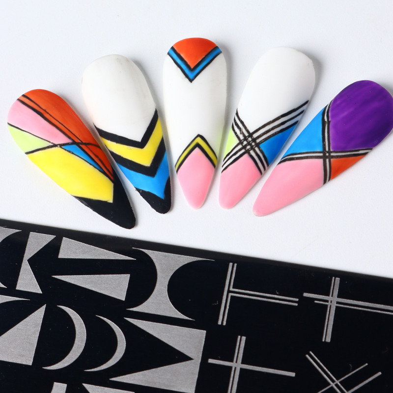 1PC nagu zīmogplāksnes Mīlestības sirds lakas pārvietošanas trafareti Ziedu lapas Ģeometrijas veidnes plāksne Pelējuma tauriņš nagu mākslas rīki