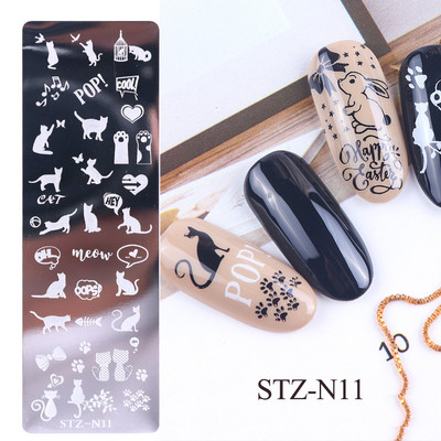 Nail Art zīmogu plāksnīšu zīmogošana Ziedu Lapu Sirds Burti Attēls Ģeometriski Dizaini Nagu laka Apdrukas trafarets Manikīrs TRFB01-06