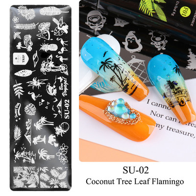 Nail Art zīmogu plāksnīšu zīmogošana Ziedu Lapu Sirds Burti Attēls Ģeometriski Dizaini Nagu laka Apdrukas trafarets Manikīrs TRFB01-06