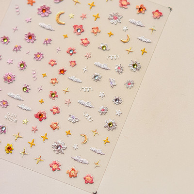 1 gab., baltu margrietiņas ziedu reljefs 3D uzlīmes pavasara vasaras nagu uzlīmes nagu mākslas dekorēšanai manikīra DIY uzlīmes