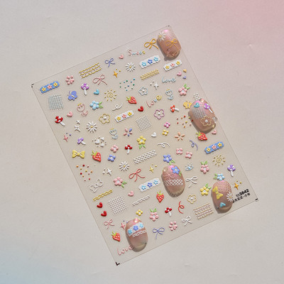 1 gab., baltu margrietiņas ziedu reljefs 3D uzlīmes pavasara vasaras nagu uzlīmes nagu mākslas dekorēšanai manikīra DIY uzlīmes