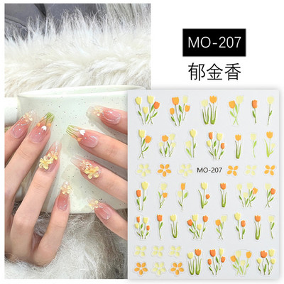 1 gab., baltu margrietiņas ziedu reljefs 3D uzlīmes pavasara vasaras nagu uzlīmes nagu mākslas dekorēšanai manikīra DIY uzlīmes