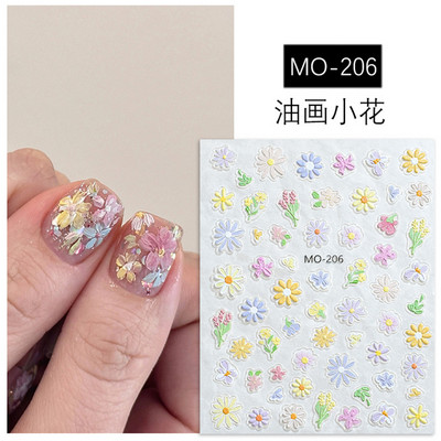1 gab., baltu margrietiņas ziedu reljefs 3D uzlīmes pavasara vasaras nagu uzlīmes nagu mākslas dekorēšanai manikīra DIY uzlīmes