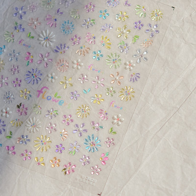 1 gab., baltu margrietiņas ziedu reljefs 3D uzlīmes pavasara vasaras nagu uzlīmes nagu mākslas dekorēšanai manikīra DIY uzlīmes