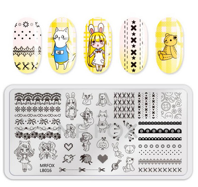 Dzīvnieki Rakstu nagu apzīmogošanas plāksnes Leoparda govis attēls nagu mākslas veidnes zīmogs nerūsējošā tērauda nagu drukas rīki