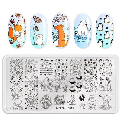 Dzīvnieki Rakstu nagu apzīmogošanas plāksnes Leoparda govis attēls nagu mākslas veidnes zīmogs nerūsējošā tērauda nagu drukas rīki