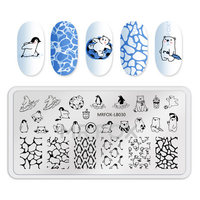 Dzīvnieki Rakstu nagu apzīmogošanas plāksnes Leoparda govis attēls nagu mākslas veidnes zīmogs nerūsējošā tērauda nagu drukas rīki