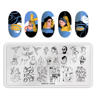 Dzīvnieki Rakstu nagu apzīmogošanas plāksnes Leoparda govis attēls nagu mākslas veidnes zīmogs nerūsējošā tērauda nagu drukas rīki