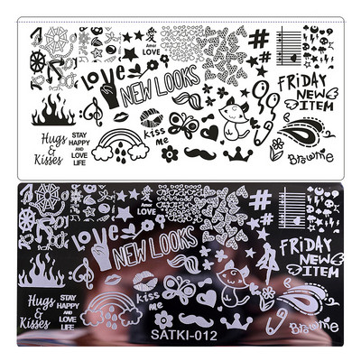 Dzīvnieki Rakstu nagu apzīmogošanas plāksnes Leoparda govis attēls nagu mākslas veidnes zīmogs nerūsējošā tērauda nagu drukas rīki