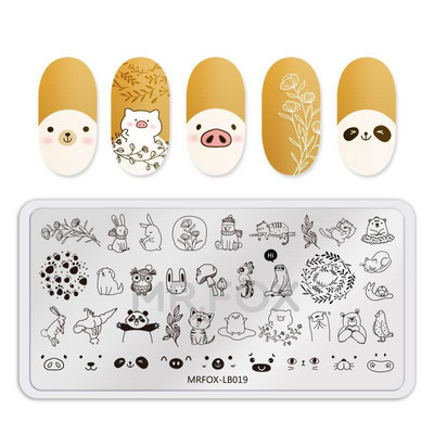 Dzīvnieki Rakstu nagu apzīmogošanas plāksnes Leoparda govis attēls nagu mākslas veidnes zīmogs nerūsējošā tērauda nagu drukas rīki