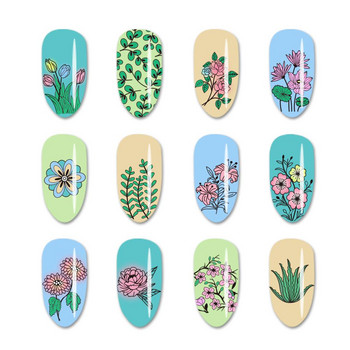 BEAUTYBIGBANG 6*12CM Правоъгълна плоча за щамповане Flower Leave Pattern For Nail Art Manicure Tool Plate XL-040