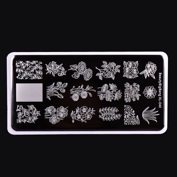 BEAUTYBIGBANG 6*12CM Правоъгълна плоча за щамповане Flower Leave Pattern For Nail Art Manicure Tool Plate XL-040