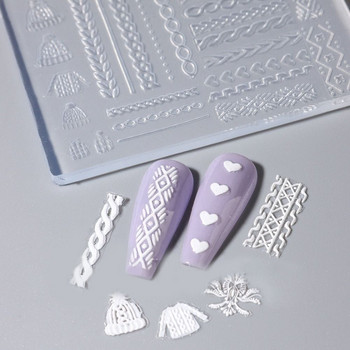 Νέο 3D Snowflake Nails Art Silicone Mod Mod Winter Sweater Relief Mold Gel Stencils Design Εργαλείο DIY Nail Carving Manicure