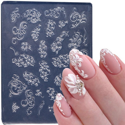 Jauns 3D Snowflake Nails Art silikona veidņu spilventiņš ziemas džemperis, reljefs pelējuma gēla trafareti dizaina DIY nagu grebšanas manikīra rīks