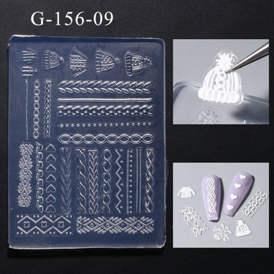 Novi 3D Snowflake Nails Art silikonski kalup Jastučić za zimski džemper Reljefni kalup za gel šablone Dizajn DIY alat za rezbarenje noktiju za manikuru
