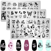 1Gb Helovīna ķirbju nagu apzīmogošanas plāksnes Taisnstūra veidnes trafareti nagu mākslas zīmoga attēla plāksne Manikīrs nagu drukas rīki