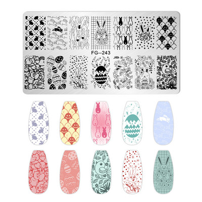 1Gb Helovīna ķirbju nagu apzīmogošanas plāksnes Taisnstūra veidnes trafareti nagu mākslas zīmoga attēla plāksne Manikīrs nagu drukas rīki