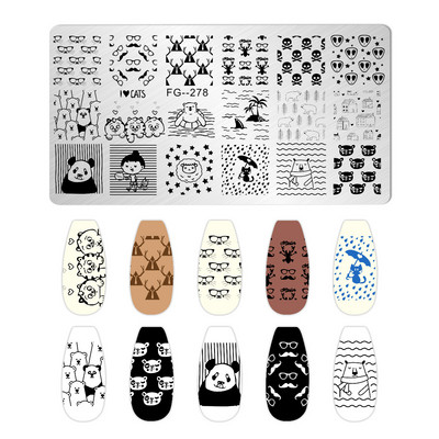 1Gb Helovīna ķirbju nagu apzīmogošanas plāksnes Taisnstūra veidnes trafareti nagu mākslas zīmoga attēla plāksne Manikīrs nagu drukas rīki